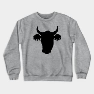 Black Cow Head Silhouette Crewneck Sweatshirt